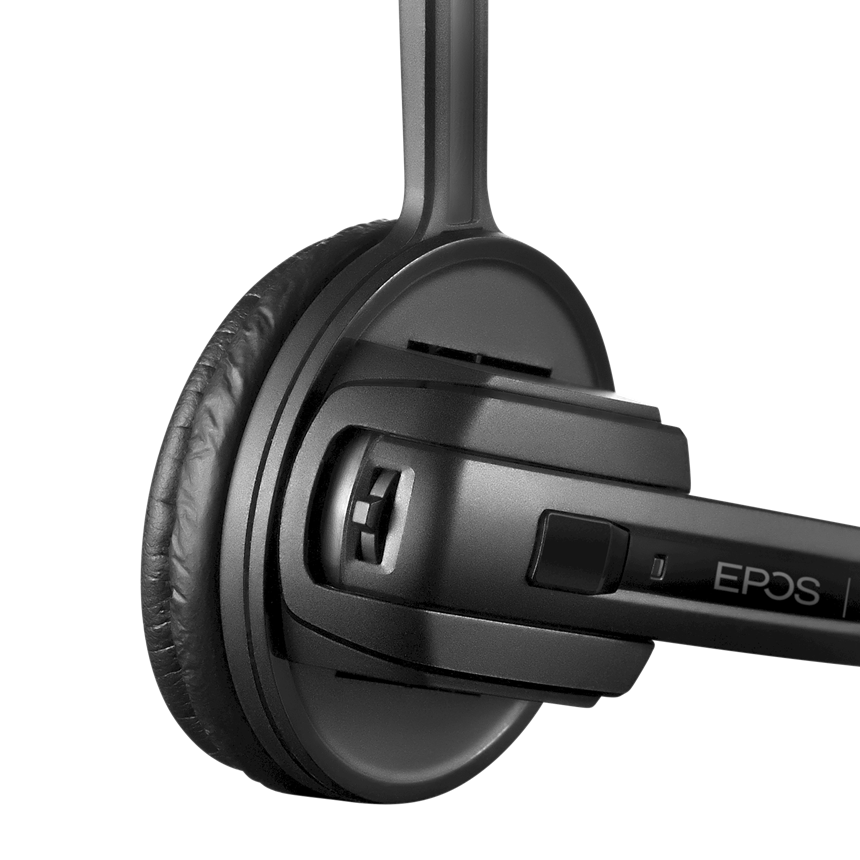 Close-up detail of the Sennheiser IMPACT D 10 wireless headset